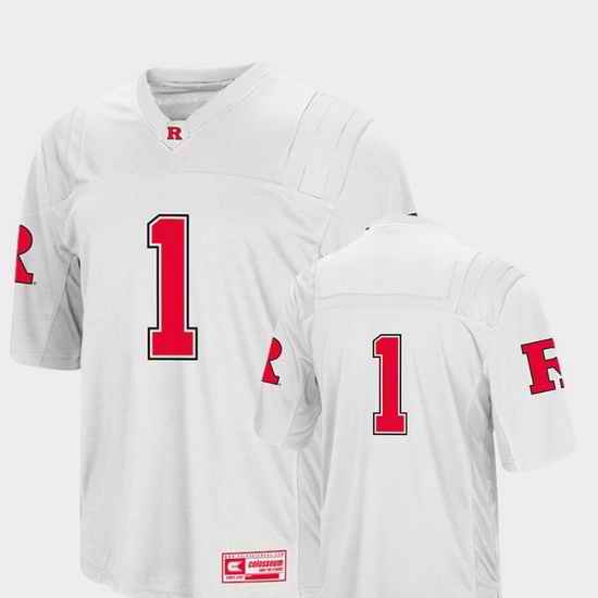 Men Rutgers Scarlet Knights 1 White College Football Colosseum Jersey